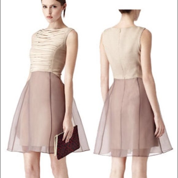 REISS Adi Dress Fit and Flare in Nude Prom Dress - Picture 2 of 3